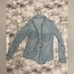 Faux Denim Button-down